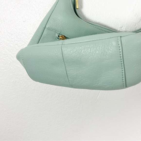 STONE MOUNTAIN Green Soft Leather Adjustable Strap Zipper Closure Shoulder Bag - Picture 8 of 14